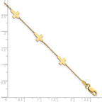 FJC Finejewelers 14 kt Yellow Gold Bracelets with Station Polished Cross Bracelet 7.5 Inches