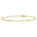 FJC Finejewelers 14 kt Yellow Gold Anklets with Station Polished Cross with 1in ext. Anklet 9 Inches