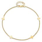 FJC Finejewelers 14 kt Yellow Gold Anklets with Station Polished Cross with 1in ext. Anklet 9 Inches