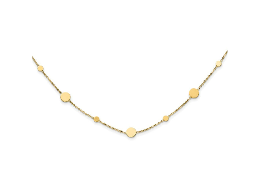 FJC Finejewelers 14 kt Yellow Gold Cable Polished Disc Necklace 18 Inches x 5 mm