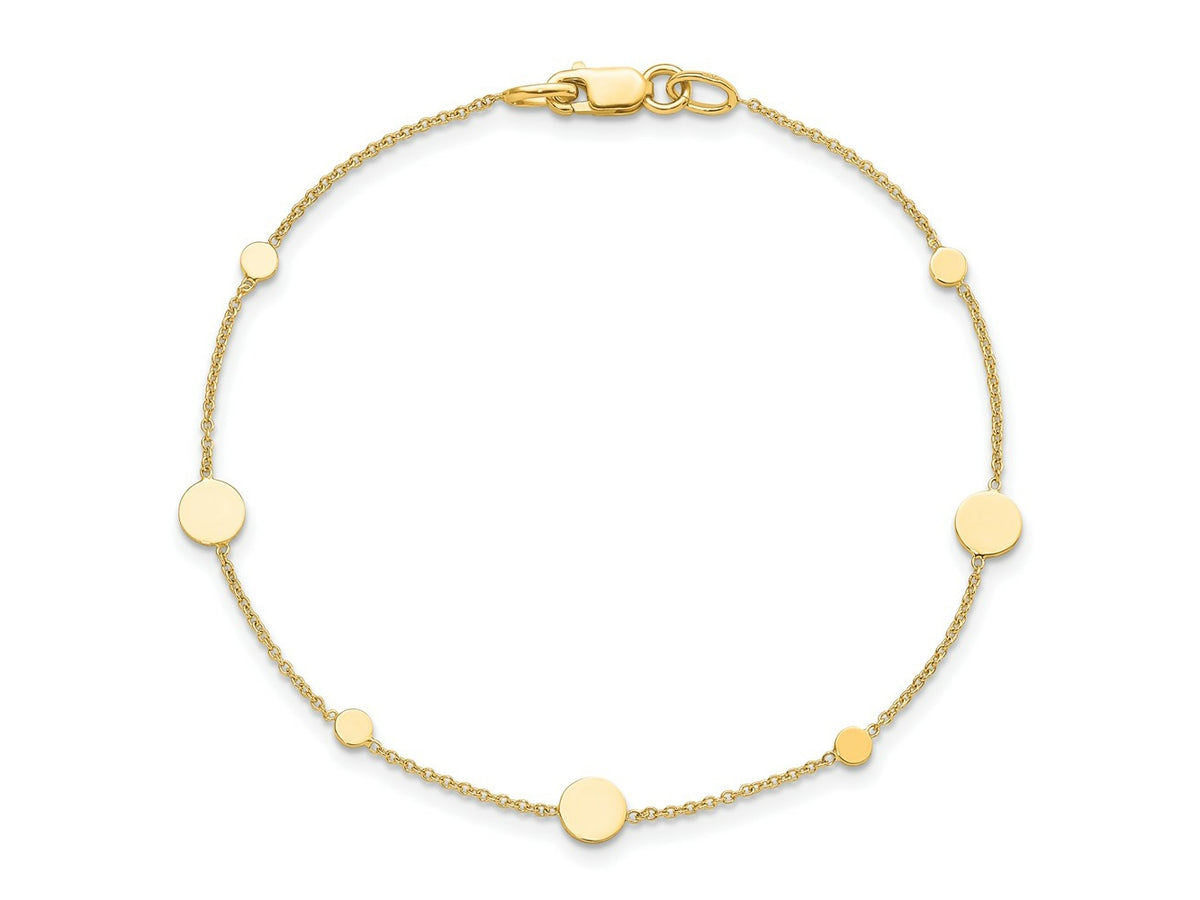 FJC Finejewelers 14 kt Yellow Gold Fancy Polished Disc Bracelet 7.5 Inches
