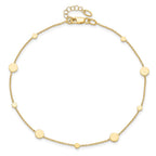 FJC Finejewelers 14 kt Yellow Gold Cable Polished Disc with 1in ext. Anklet 10 Inches x 1 mm