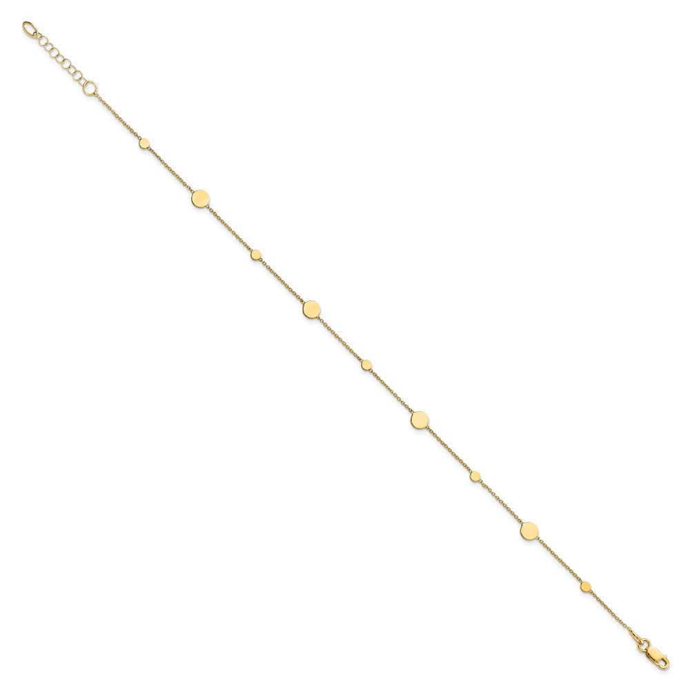 FJC Finejewelers 14 kt Yellow Gold Cable Polished Disc with 1in ext. Anklet 10 Inches x 1 mm