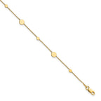 FJC Finejewelers 14 kt Yellow Gold Cable Polished Disc with 1in ext. Anklet 10 Inches x 1 mm