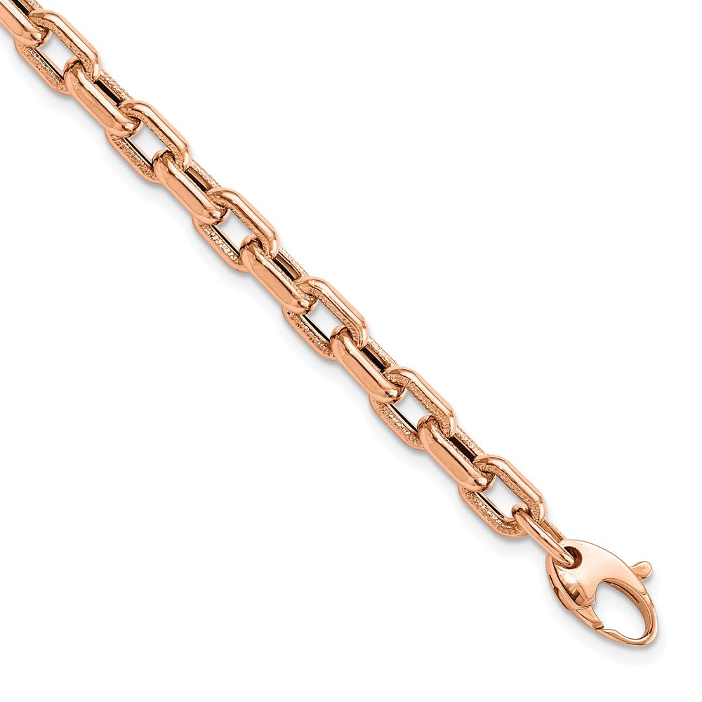 FJC Finejewelers 14 kt Rose Gold Polished Textured Fancy Link Bracelet 7.25 Inches x 5 mm