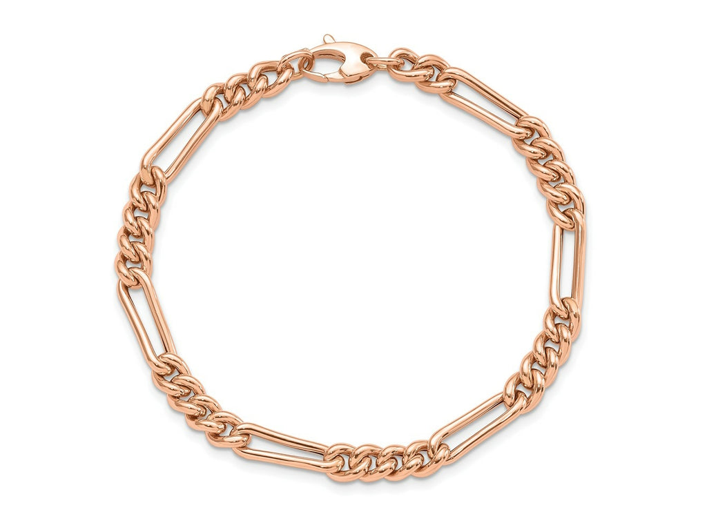 FJC Finejewelers 14 kt Rose Gold Links Polished Figaro Link Bracelet 7.5 Inches x 5 mm