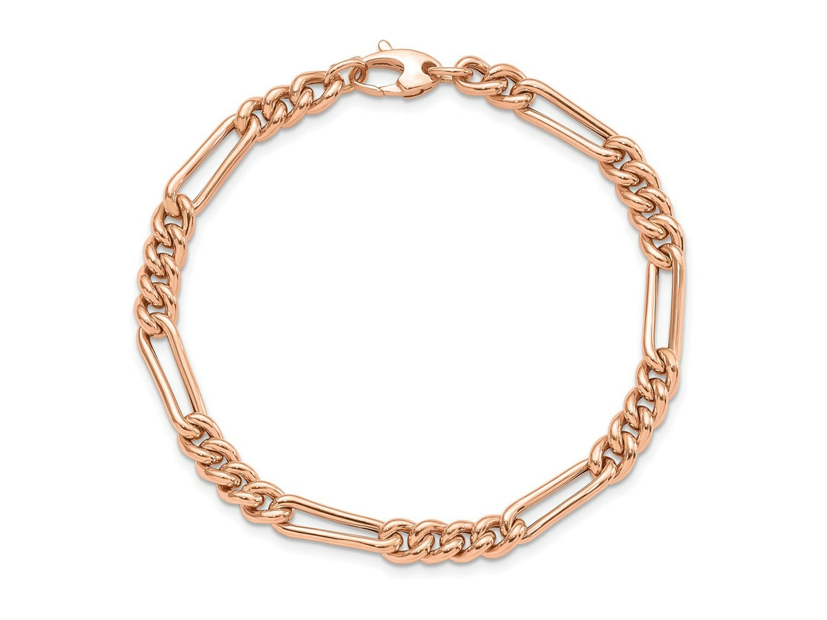 FJC Finejewelers 14 kt Rose Gold Links Polished Figaro Link Bracelet 7.5 Inches x 5 mm
