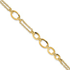 FJC Finejewelers 14 kt Yellow Gold Fashion Polished Fancy Double-stranded Link Bracelet 7.5 Inches