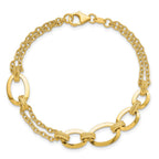 FJC Finejewelers 14 kt Yellow Gold Fashion Polished Fancy Double-stranded Link Bracelet 7.5 Inches