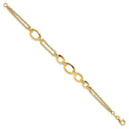 FJC Finejewelers 14 kt Yellow Gold Fashion Polished Fancy Double-stranded Link Bracelet 7.5 Inches