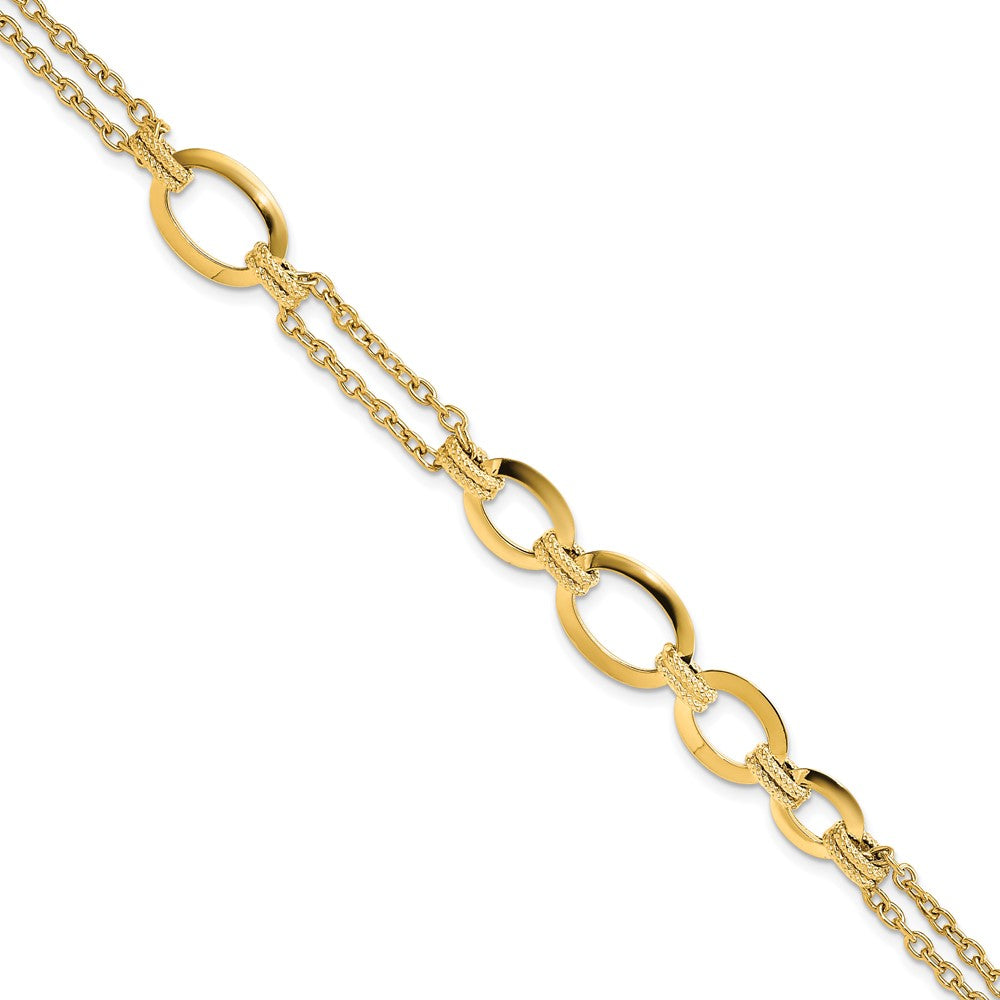 FJC Finejewelers 14 kt Yellow Gold Fashion Polished Fancy Double-stranded Link Bracelet 7.5 Inches
