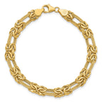 FJC Finejewelers 14 kt Yellow Gold Polished Textured Fancy Link Bracelet 7.5 Inches