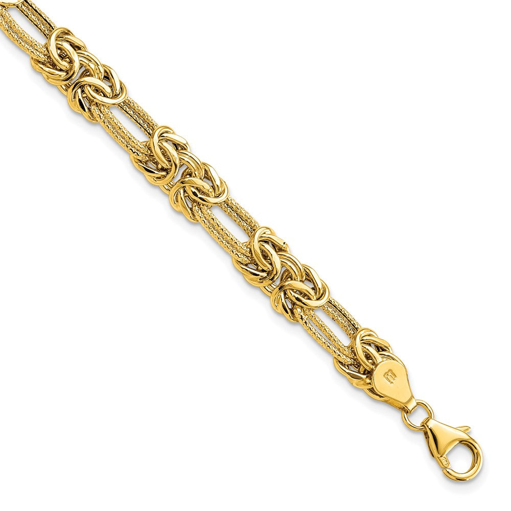 FJC Finejewelers 14 kt Yellow Gold Polished Textured Fancy Link Bracelet 7.5 Inches