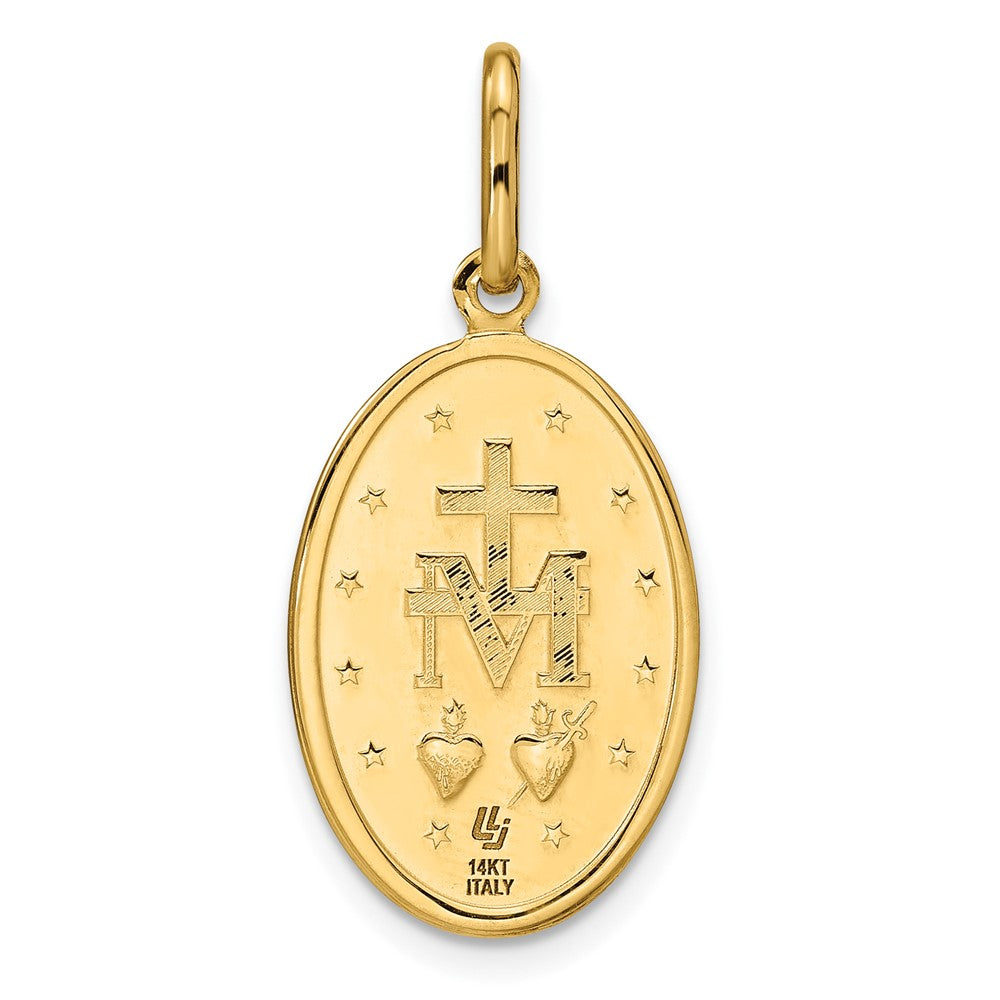 FJC Finejewelers 14 kt Yellow Gold Polished and Matte Oval Miraculous Medal