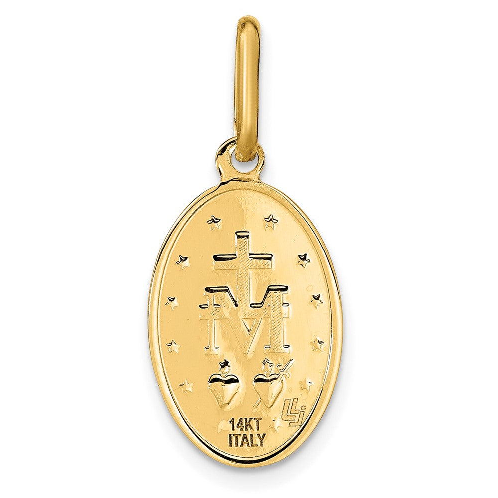 FJC Finejewelers 14 kt Yellow Gold Polished and Matte Oval Miraculous Medal