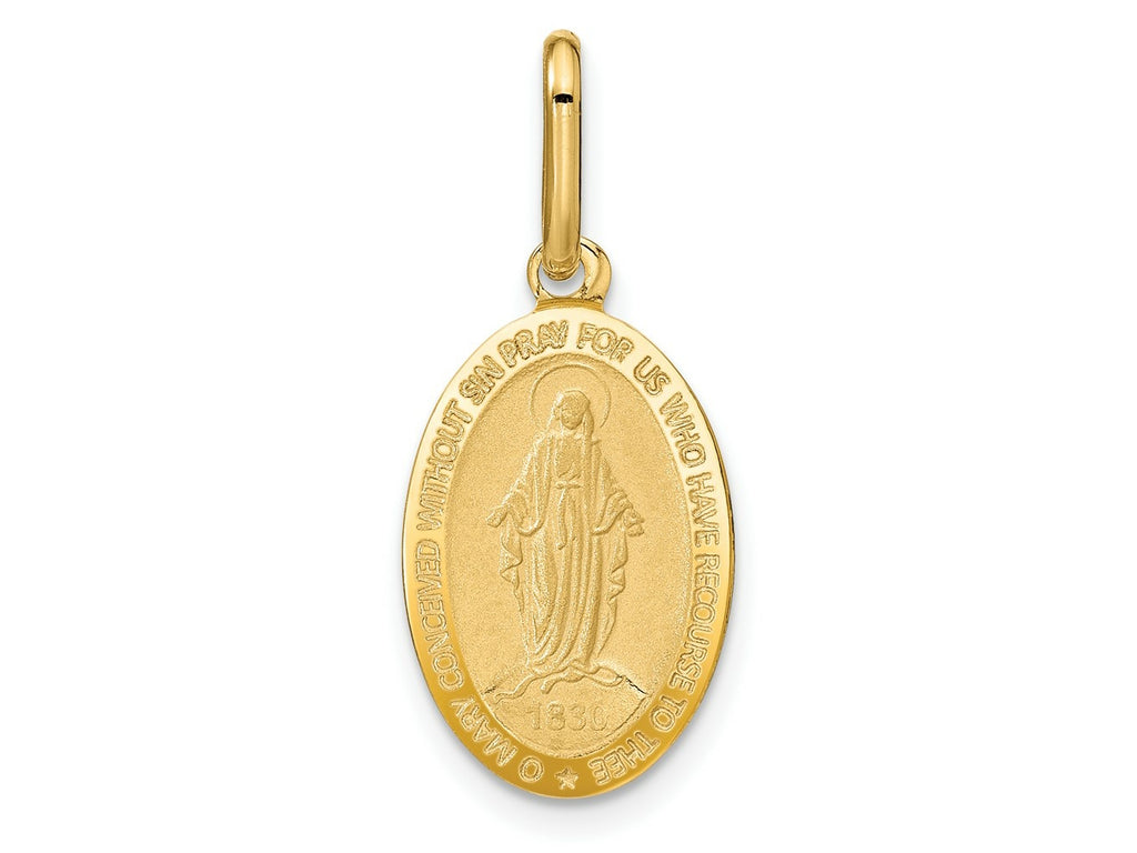 FJC Finejewelers 14 kt Yellow Gold Polished and Matte Oval Miraculous Medal