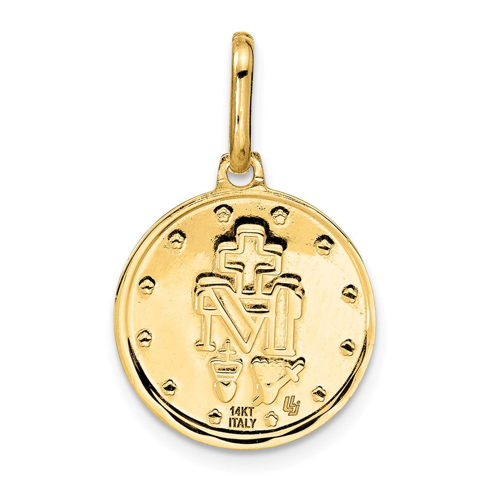 FJC Finejewelers 14 kt Yellow Gold Polished and Matte Round Miraclous Medal