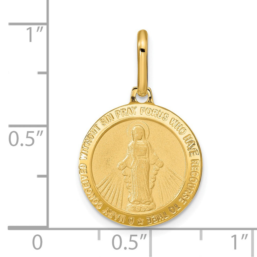 FJC Finejewelers 14 kt Yellow Gold Polished and Matte Round Miraclous Medal