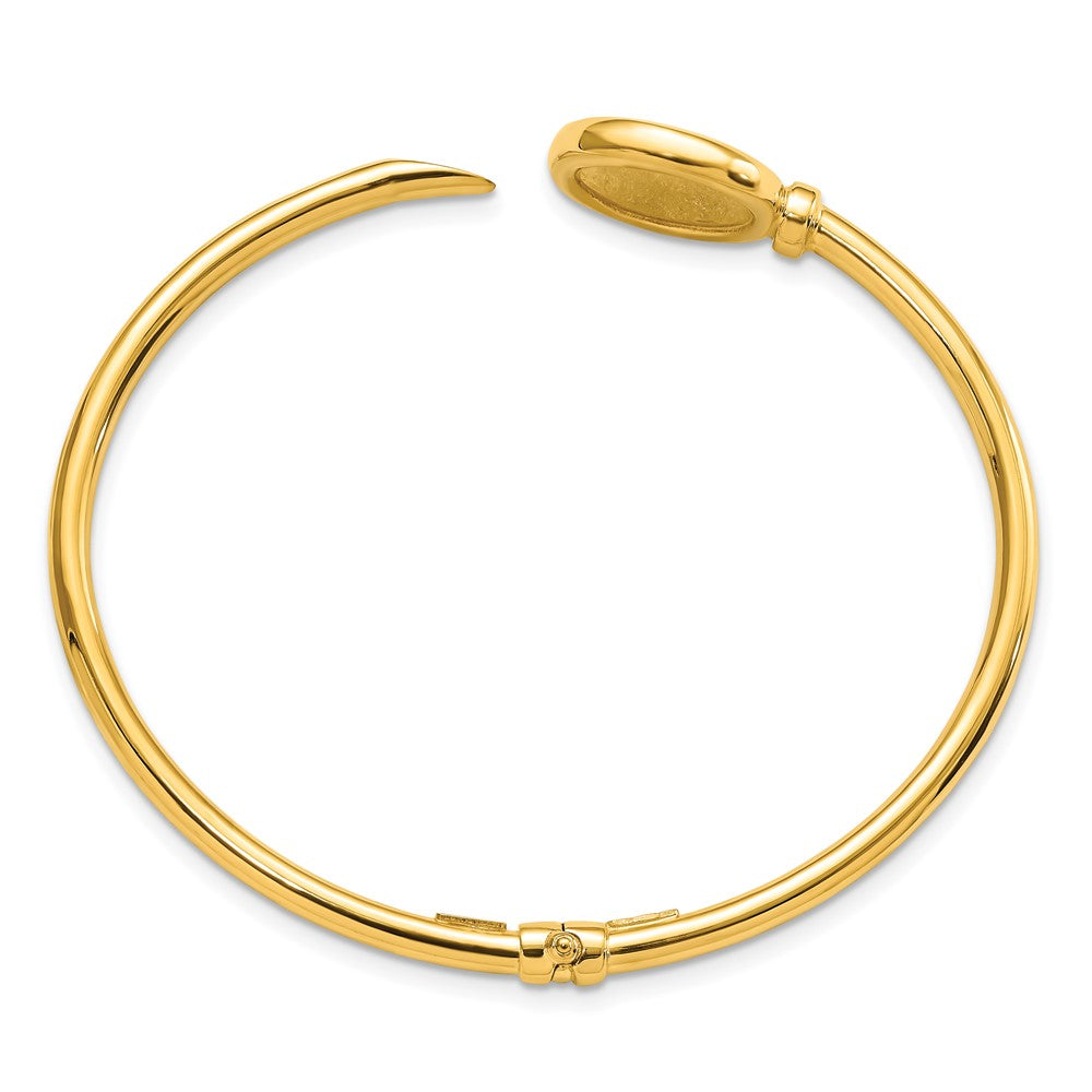 FJC Finejewelers 14 kt Yellow Gold Polished and Matte Coin Hinged Bangle 16 mm