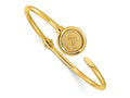 FJC Finejewelers 14 kt Yellow Gold Polished and Matte Coin Hinged Bangle 16 mm