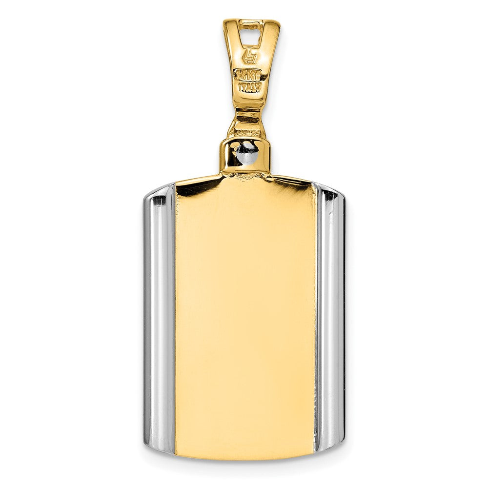 FJC Finejewelers 14 kt Two Tone Gold Brushed Cross Dog Tag Charm