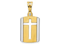 FJC Finejewelers 14 kt Two Tone Gold Brushed Cross Dog Tag Charm