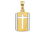 FJC Finejewelers 14 kt Two Tone Gold Brushed Cross Dog Tag Charm