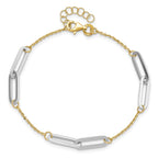 FJC Finejewelers 14 kt Two Tone Gold Link Polished with 1in ext. Bracelet 8 Inches