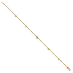 FJC Finejewelers 14 kt Yellow Gold Cable and Bright Cut Heart with 1in ext. Anklet 9 Inches x 1 mm
