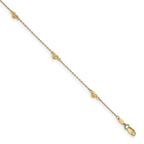 FJC Finejewelers 14 kt Yellow Gold Cable and Bright Cut Heart with 1in ext. Anklet 9 Inches x 1 mm
