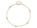 FJC Finejewelers 14 kt Yellow Gold Cable and Bright Cut Heart with 1in ext. Anklet 9 Inches x 1 mm