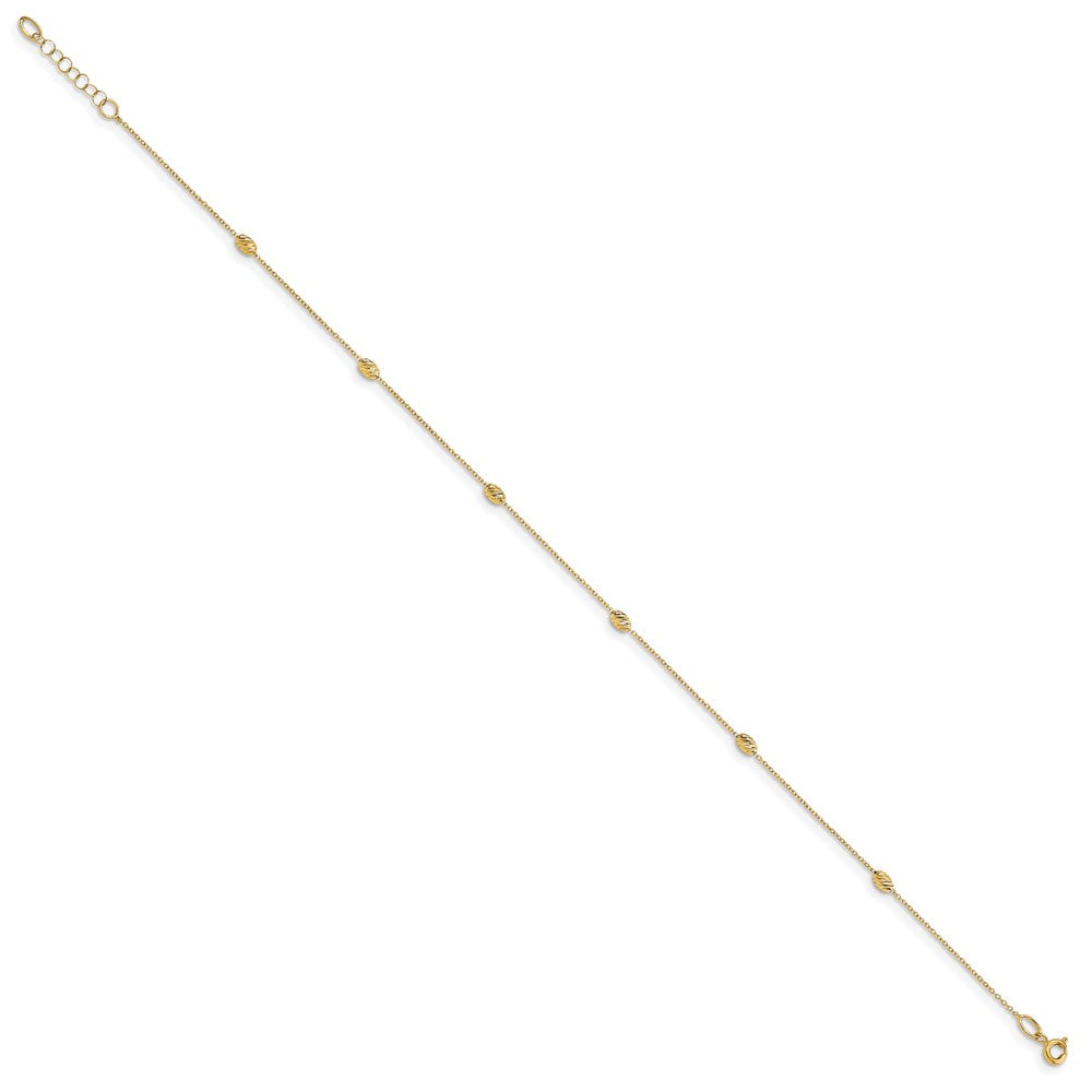 FJC Finejewelers 14 kt Yellow Gold Cable Polished and Bright Cut with 1in ext. Anklet 10 Inches x 6 mm