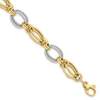 FJC Finejewelers 14 kt Two Tone Gold Polished and Textured Fancy Link Bracelet 8 Inches x 11 mm