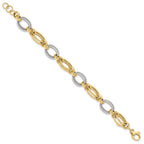FJC Finejewelers 14 kt Two Tone Gold Polished and Textured Fancy Link Bracelet 8 Inches x 11 mm