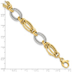FJC Finejewelers 14 kt Two Tone Gold Polished and Textured Fancy Link Bracelet 8 Inches x 11 mm