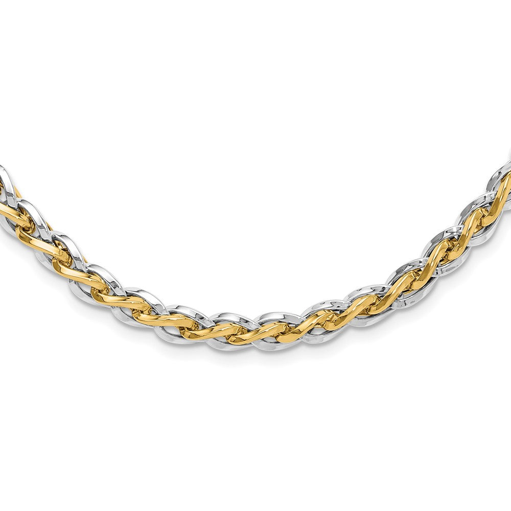 FJC Finejewelers 14 kt Two Tone Gold Polished Fancy Link Necklace 18 Inches