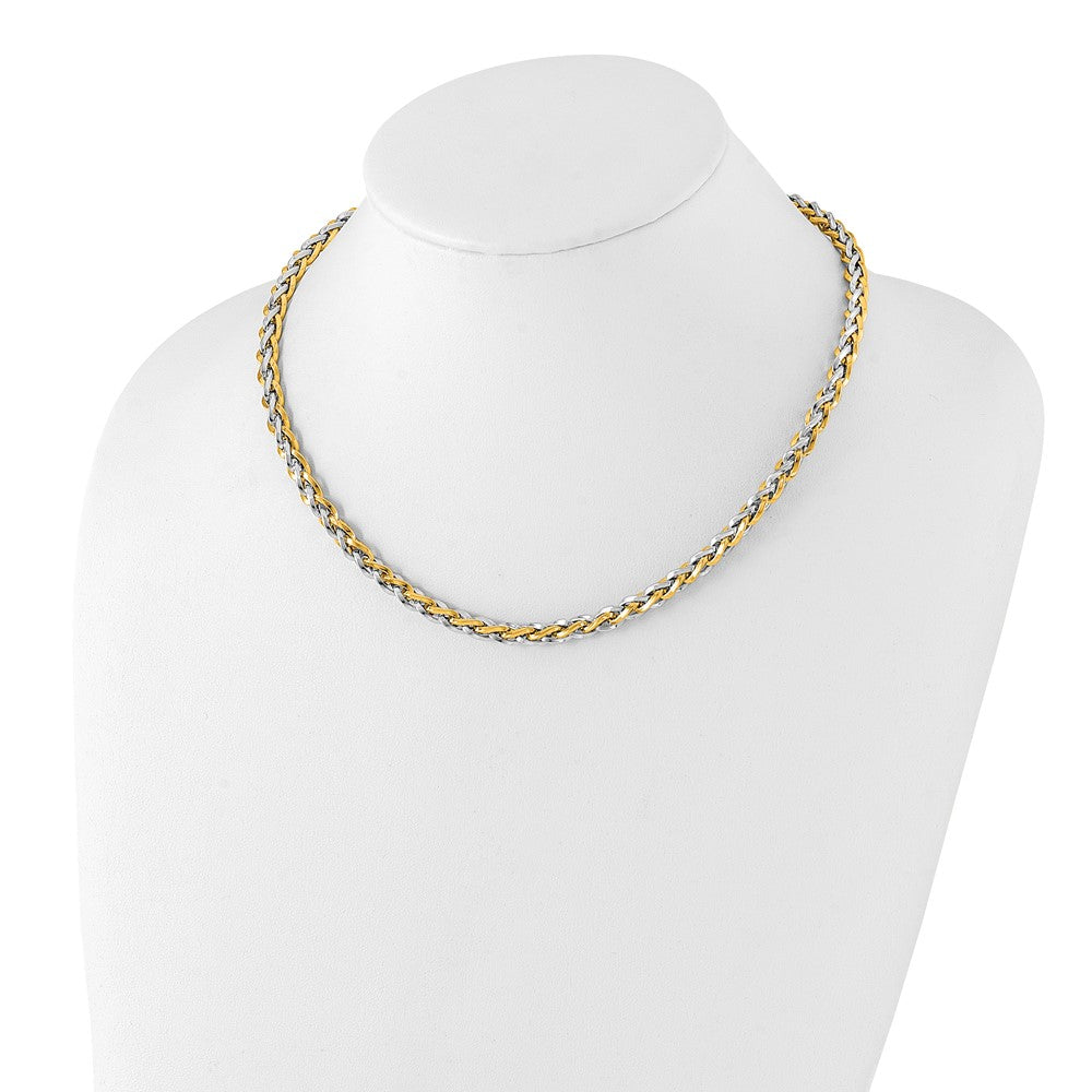 FJC Finejewelers 14 kt Two Tone Gold Polished Fancy Link Necklace 18 Inches