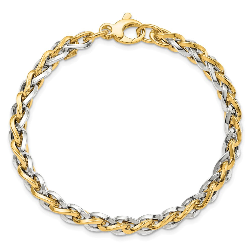 FJC Finejewelers 14 kt Two Tone Gold Polished Fancy Link Bracelet 7.5 Inches x 5.5 mm