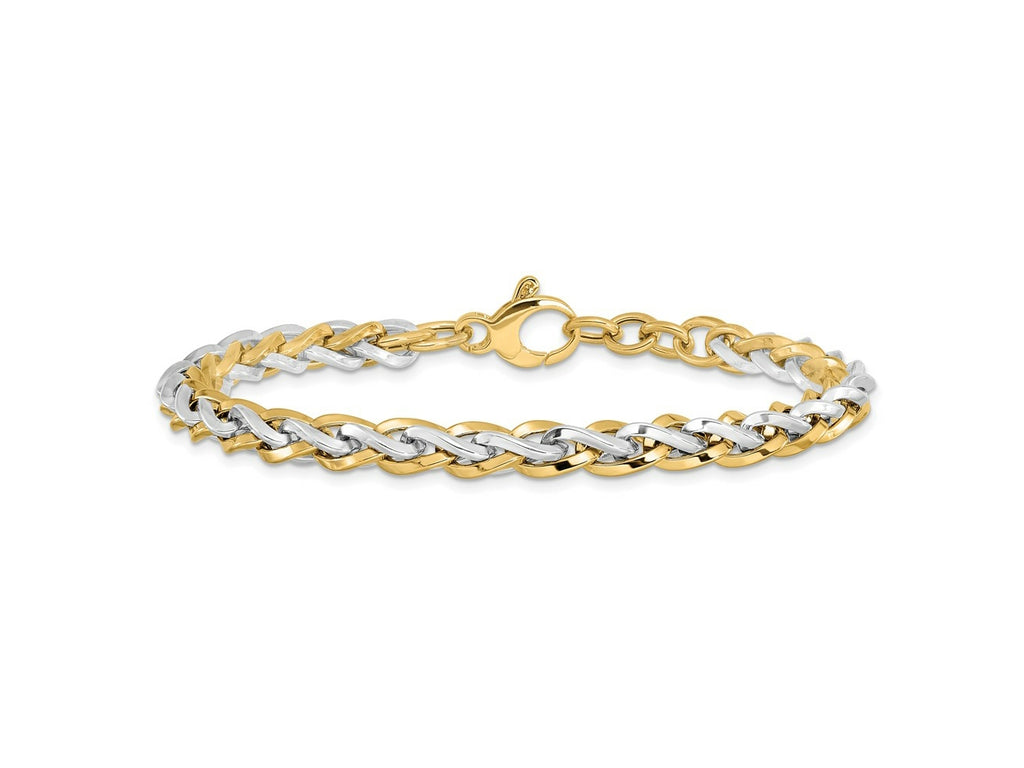 FJC Finejewelers 14 kt Two Tone Gold Polished Fancy Link Bracelet 7.5 Inches x 5.5 mm