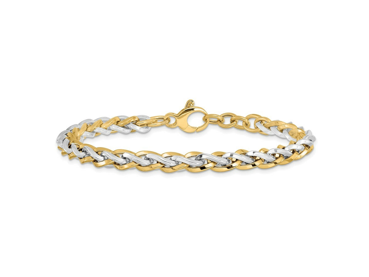FJC Finejewelers 14 kt Two Tone Gold Polished Fancy Link Bracelet 7.5 Inches x 5.5 mm