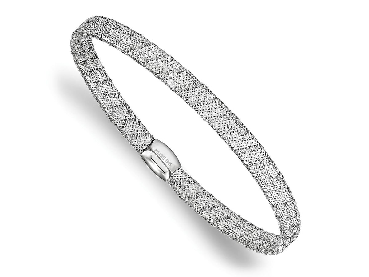 FJC Finejewelers 14 kt White Gold Mesh Fancy Stretch Bangle Bracelet 7.5 Inches x 4 mm