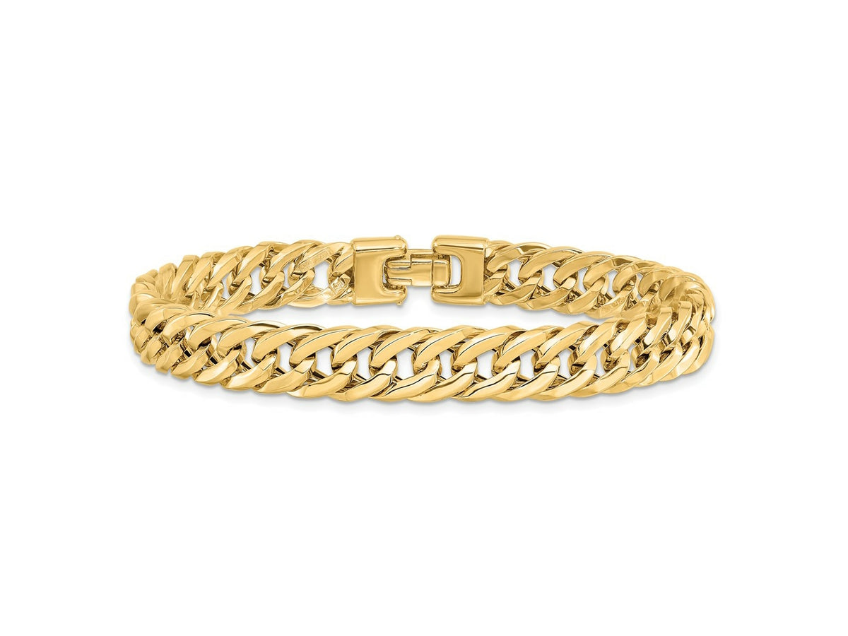 FJC Finejewelers 14 kt Yellow Gold Hand Made Chain Style Polished Men's Bracelet 8 Inches x 9 mm
