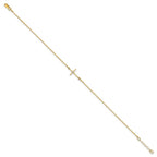 FJC Finejewelers 14 kt Yellow Gold Cable Polished CZ Cross Anklet 10 Inches x 12 mm