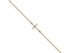 FJC Finejewelers 14 kt Yellow Gold Cable Polished CZ Cross Anklet 10 Inches x 12 mm