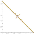 FJC Finejewelers 14 kt Yellow Gold Cable Polished CZ Cross 1in ext. Bracelet 7 Inches x 7.25 mm