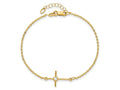 FJC Finejewelers 14 kt Yellow Gold Cable Polished CZ Cross 1in ext. Bracelet 7 Inches x 7.25 mm