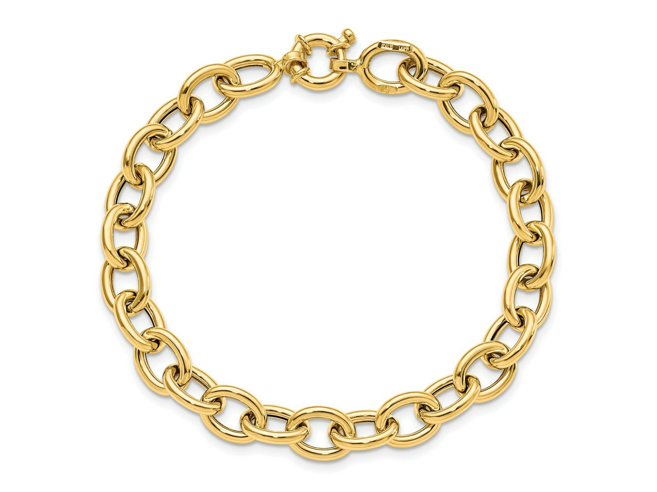 FJC Finejewelers 14 kt Yellow Gold Polished Cable Oval Link Bracelet 7.5 Inches x 8 mm