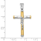 FJC Finejewelers 14 kt Two Tone Gold Fashion Polished Crucifix Charm 39 x 21 mm