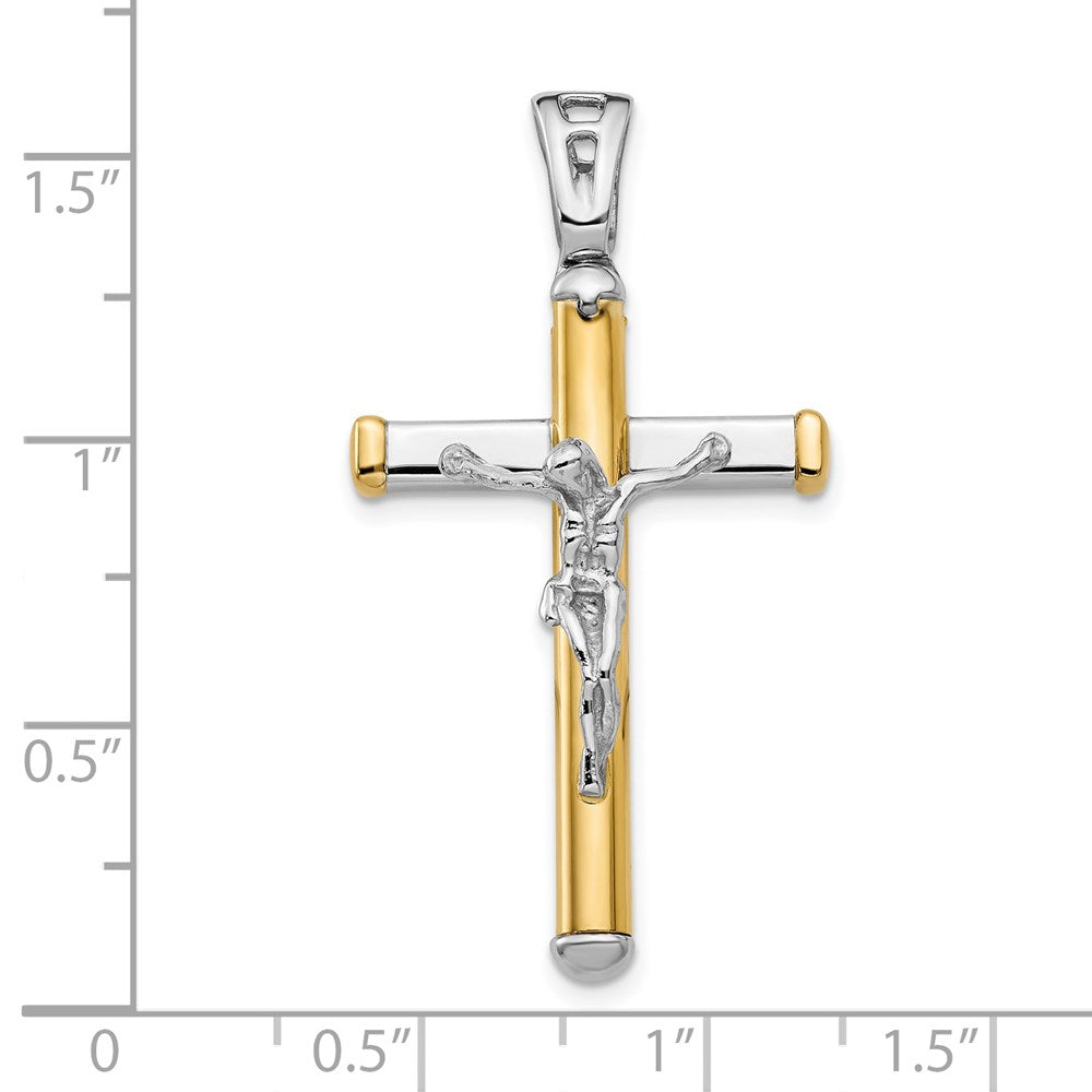 FJC Finejewelers 14 kt Two Tone Gold Fashion Polished Crucifix Charm 39 x 21 mm
