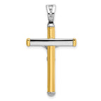 FJC Finejewelers 14 kt Two Tone Gold Fashion Polished Crucifix Charm 39 x 21 mm